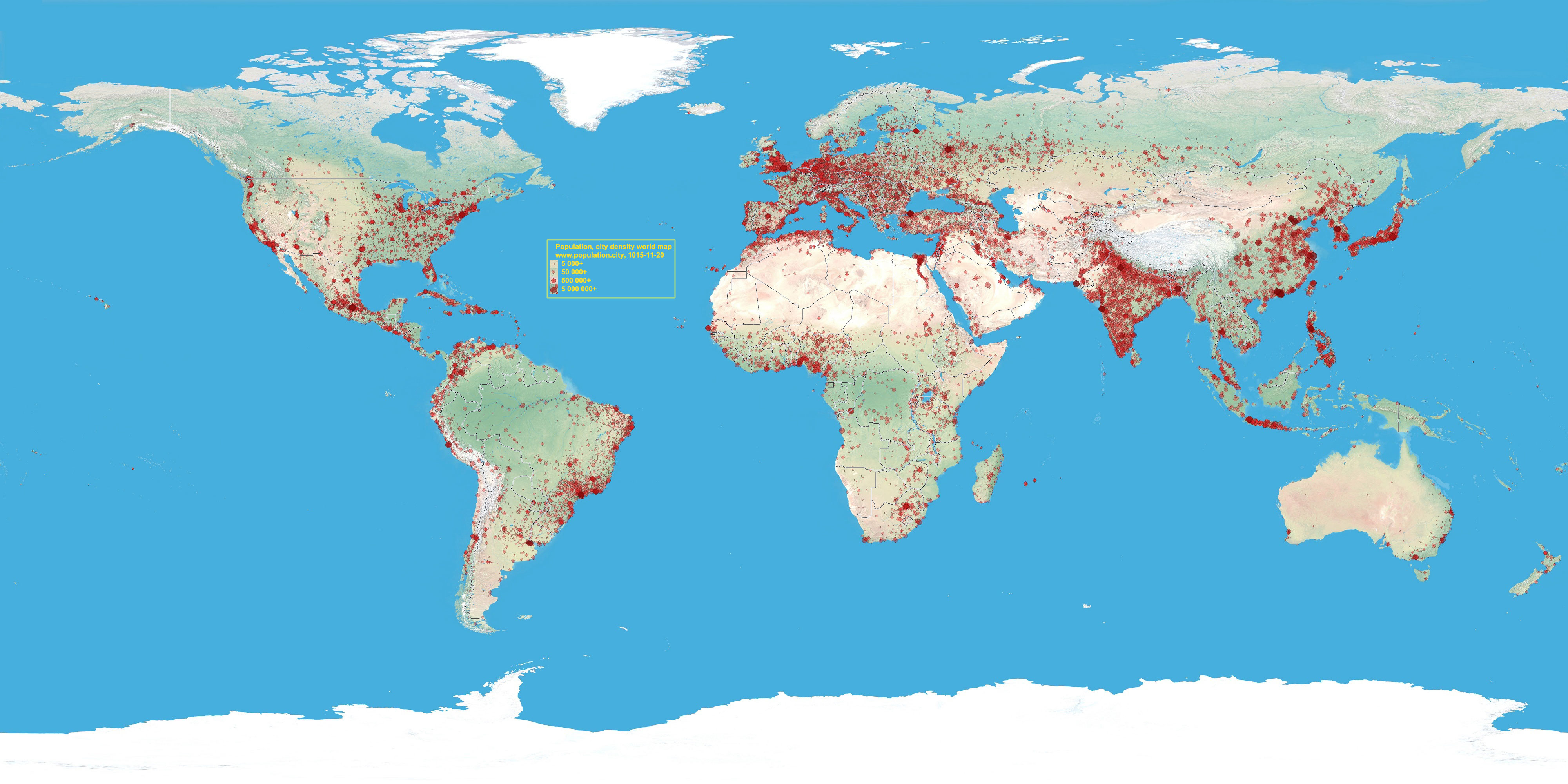 Világ népsűrűség térképe